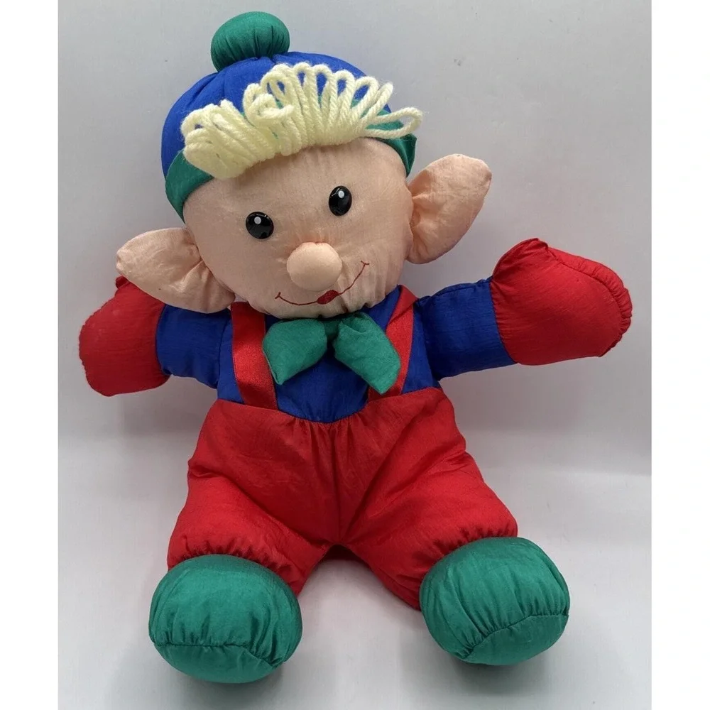 Lot‎ Of 2 Vintage Christmas Holiday Parachute Plush Santa and Elf